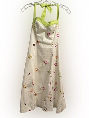 Ikito Y2K Embroidered Halter Sundress Sweetheart Retro Cottagecore Dress EU 36